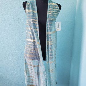 LulaRoe blue and gold Joy sheer vest xsmall